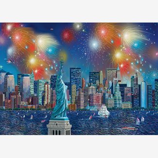 1000 bitar - Alexander Chen, Statue of Liberty with fireworks