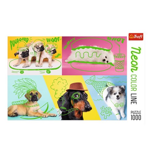 1000 bitar - Neon color line, Dogs