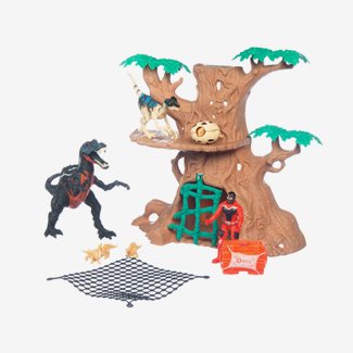 Dino vs world - T-rex set med träd, figur och tillbehör